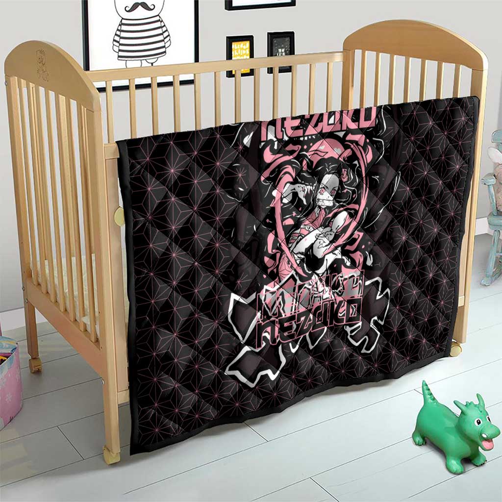 Nezuko Demon Slayer Quilt with Pink and Black Manga Style Design - The Mazicc