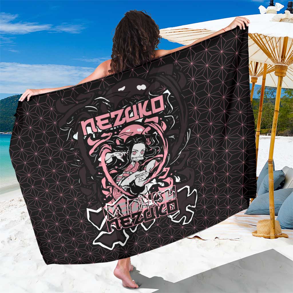 Nezuko Demon Slayer Sarong with Pink and Black Manga Style Design - The Mazicc