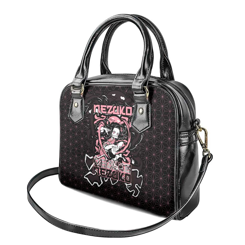 Nezuko Demon Slayer Shoulder Handbag with Pink and Black Manga Style Design - The Mazicc