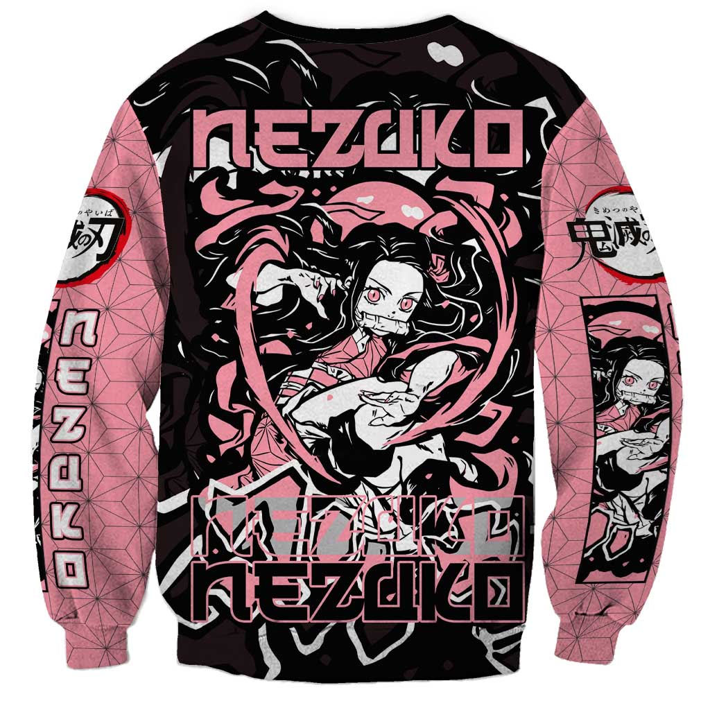 Nezuko Demon Slayer Sweatshirt with Pink and Black Manga Style Design - The Mazicc
