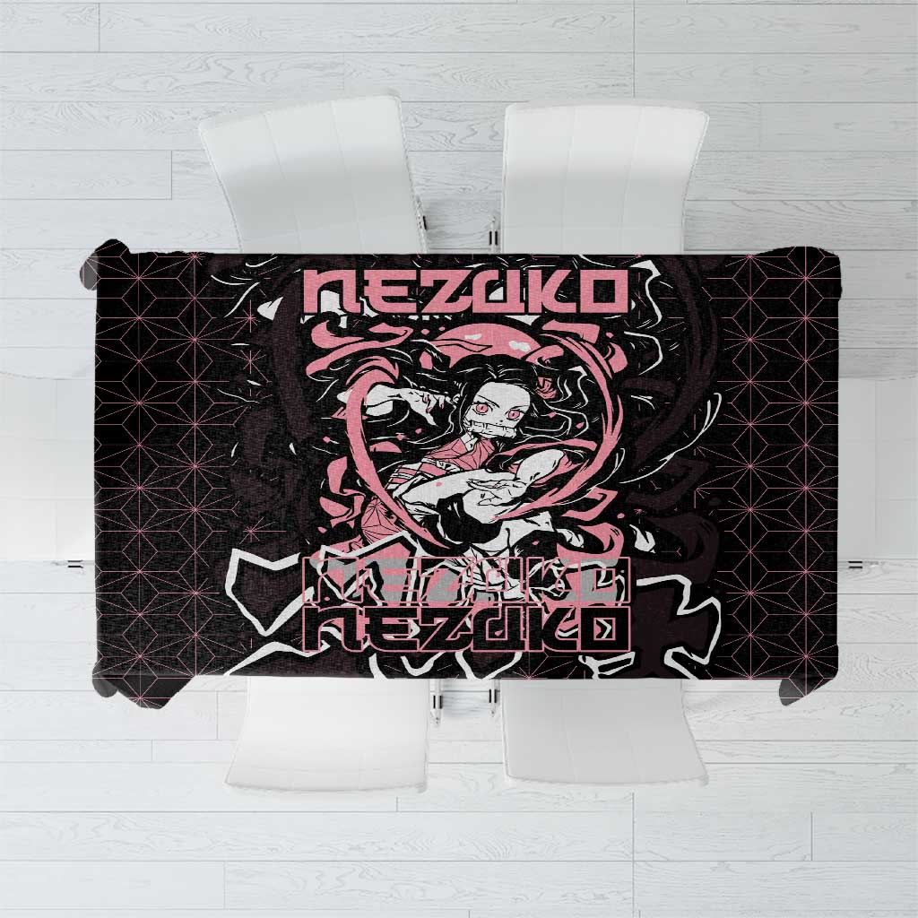 Nezuko Demon Slayer Tablecloth with Pink and Black Manga Style Design - The Mazicc