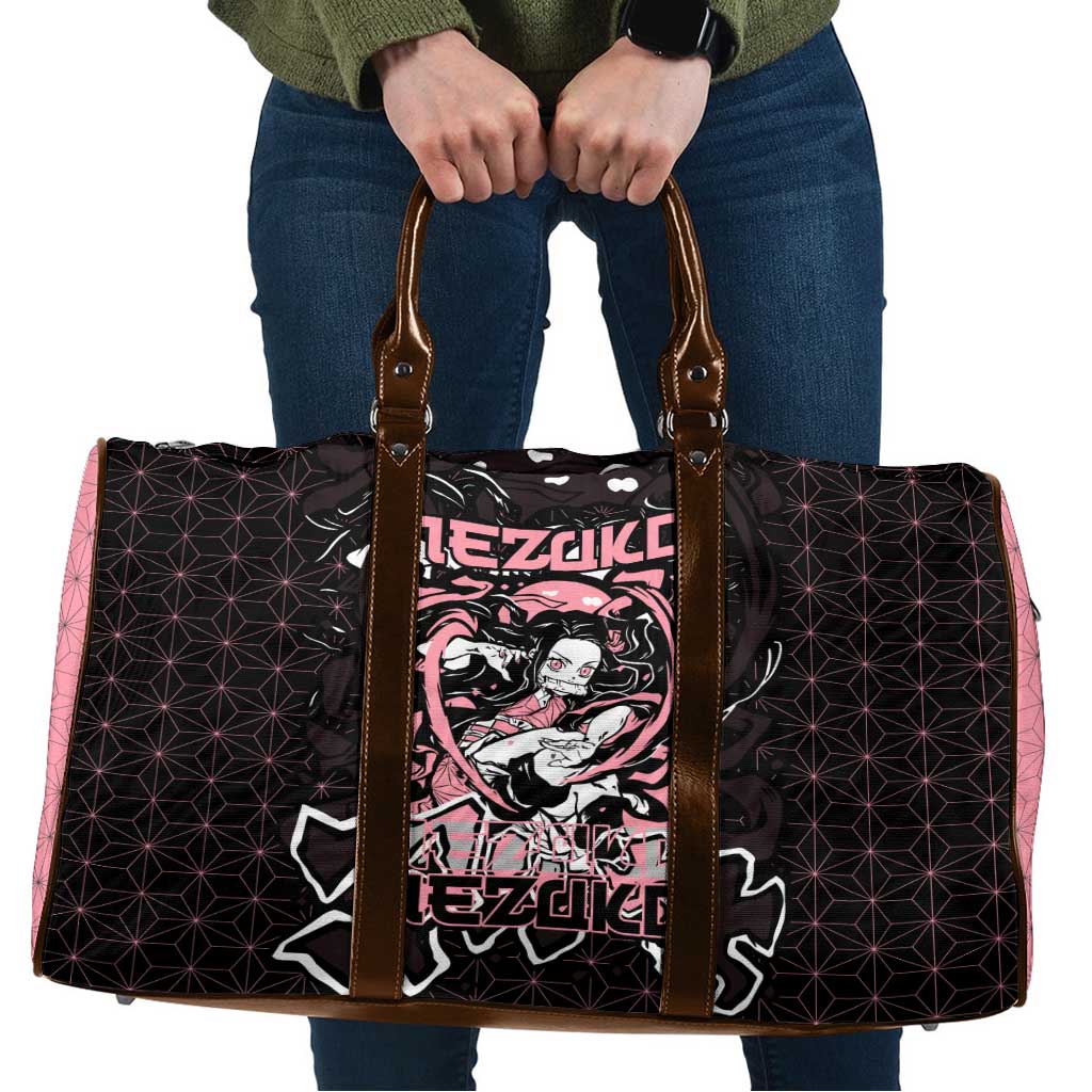 Nezuko Demon Slayer Travel Bag with Pink and Black Manga Style Design - The Mazicc