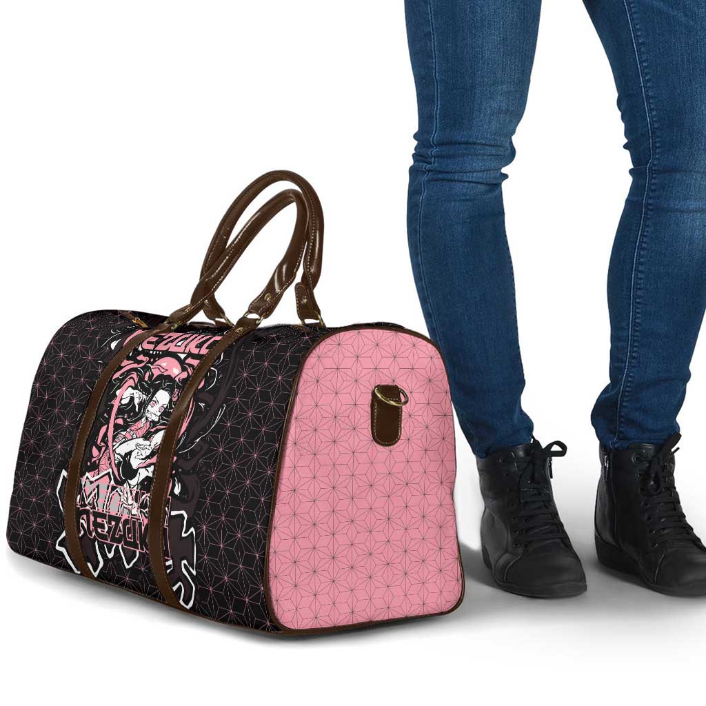 Nezuko Demon Slayer Travel Bag with Pink and Black Manga Style Design - The Mazicc