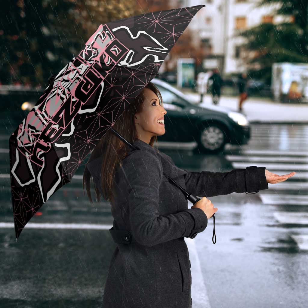 Nezuko Demon Slayer Umbrella with Pink and Black Manga Style Design - The Mazicc