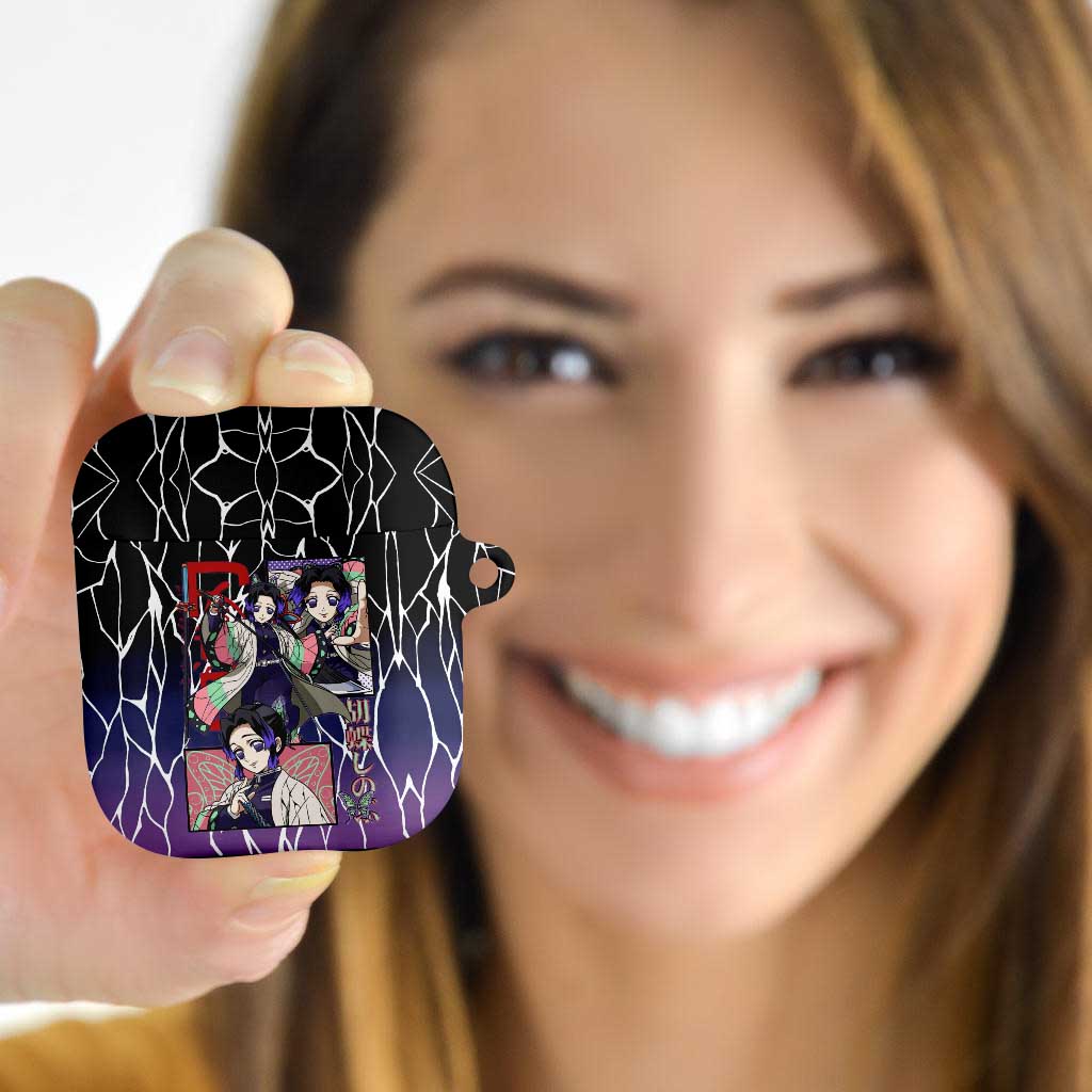 Shinobu Kocho Demon Slayer AirPods Case with Purple and Black Web Style Design - The Mazicc