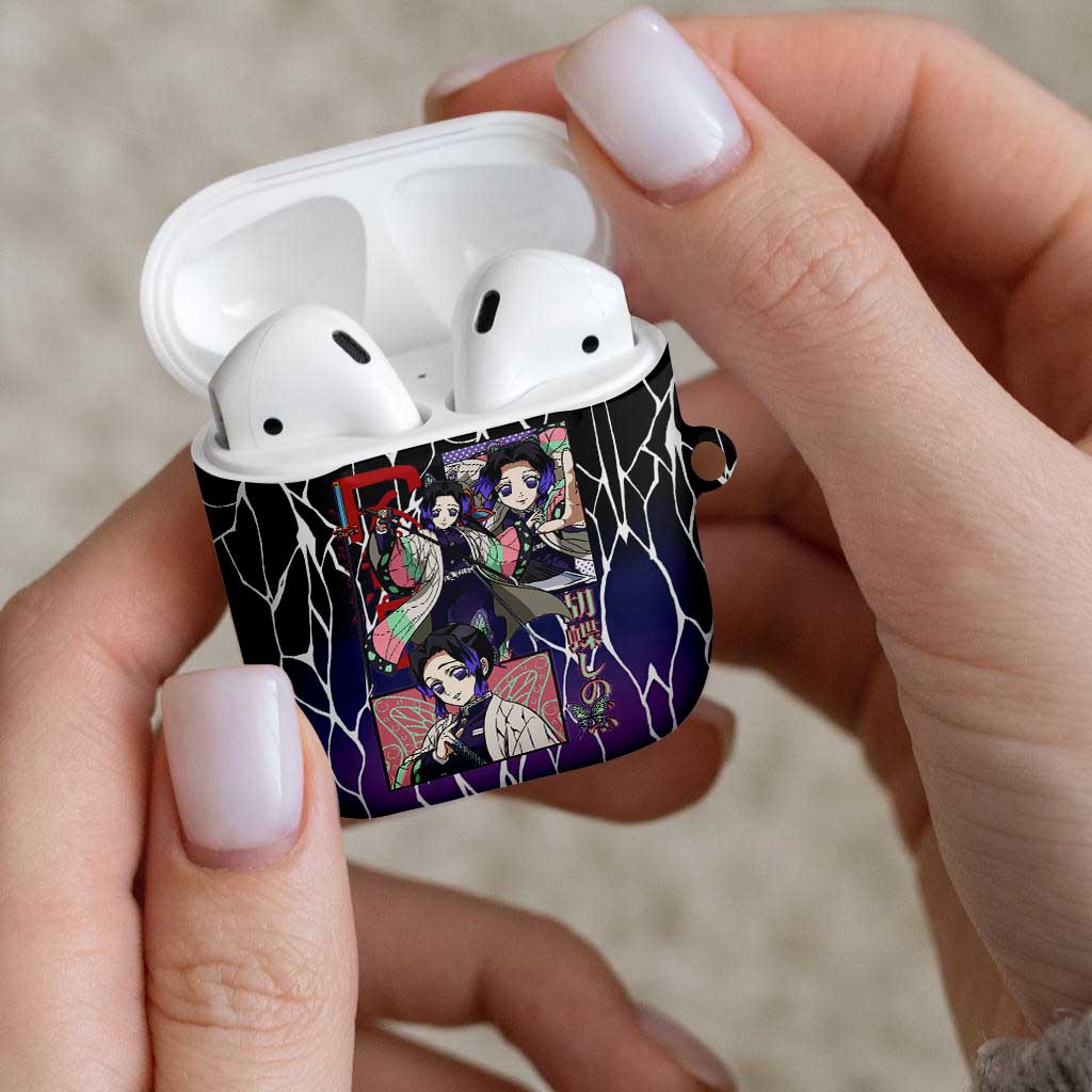 Shinobu Kocho Demon Slayer AirPods Case with Purple and Black Web Style Design - The Mazicc