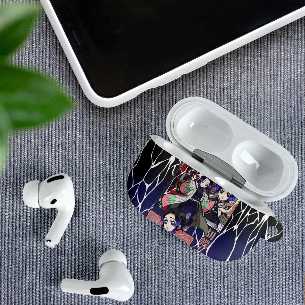 Shinobu Kocho Demon Slayer AirPods Case with Purple and Black Web Style Design - The Mazicc