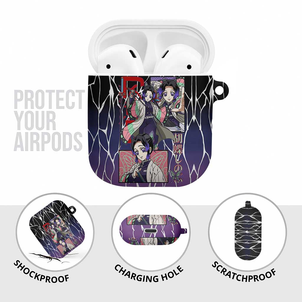 Shinobu Kocho Demon Slayer AirPods Case with Purple and Black Web Style Design - The Mazicc