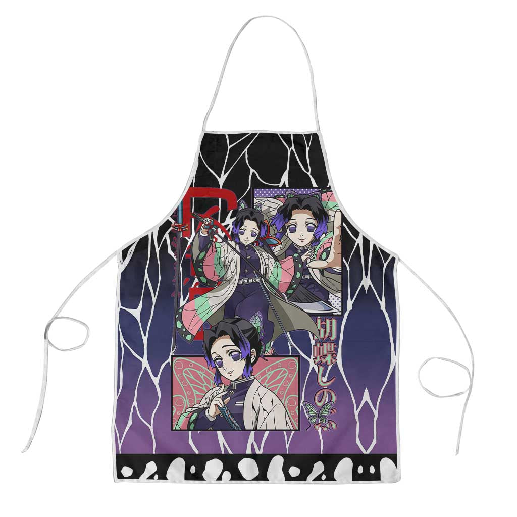 Shinobu Kocho Demon Slayer Apron with Purple and Black Web Style Design - The Mazicc