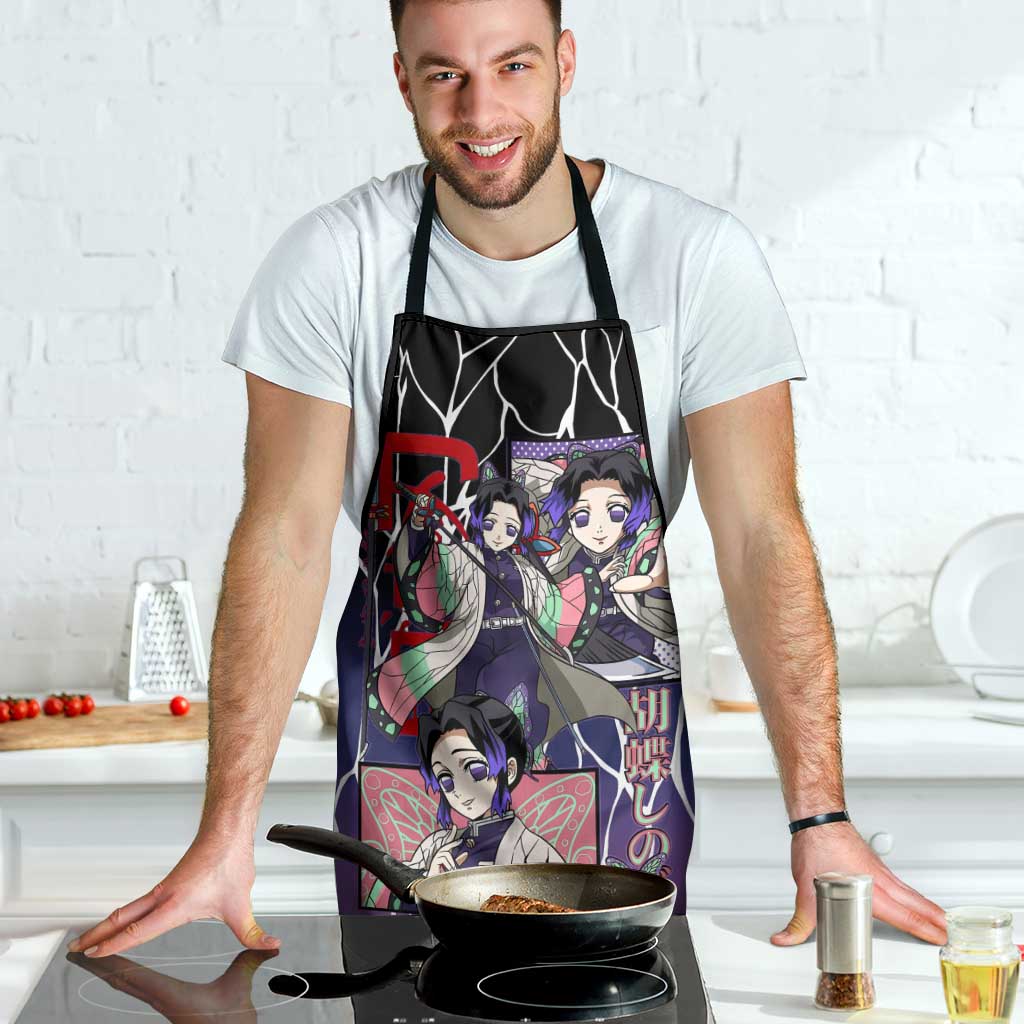 Shinobu Kocho Demon Slayer Apron with Purple and Black Web Style Design - The Mazicc