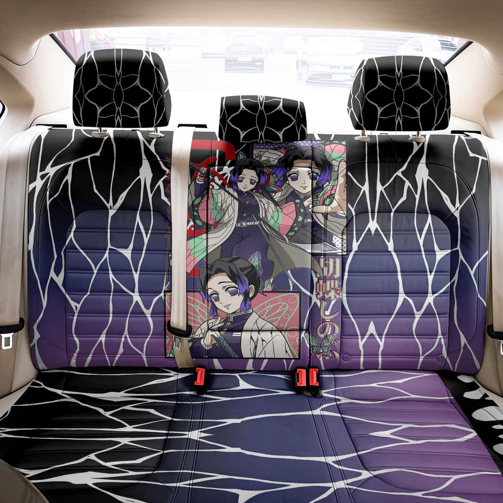 Shinobu Kocho Demon Slayer Back Car Seat Cover with Purple and Black Web Style Design - The Mazicc
