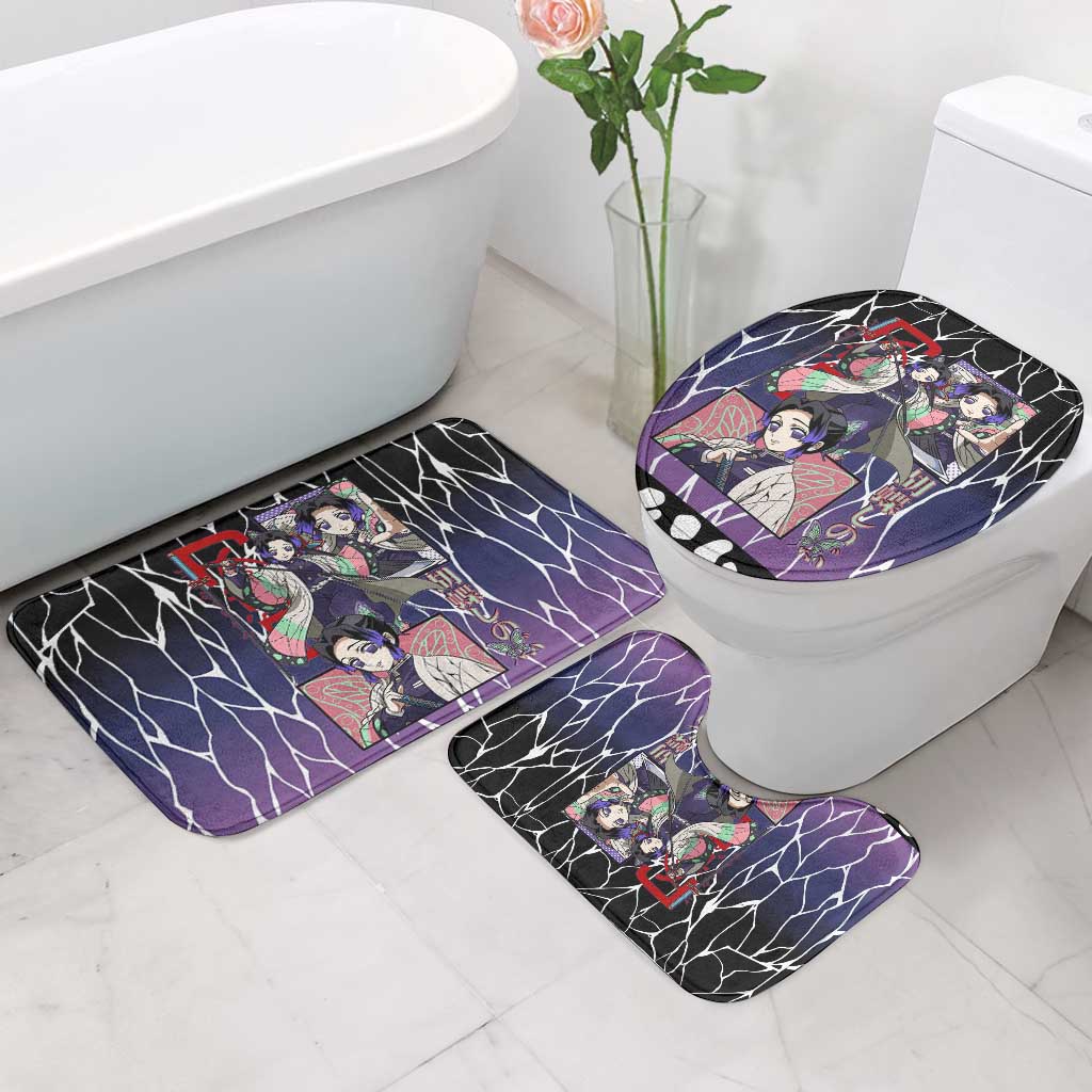 Shinobu Kocho Demon Slayer Bathroom Set with Purple and Black Web Style Design - The Mazicc