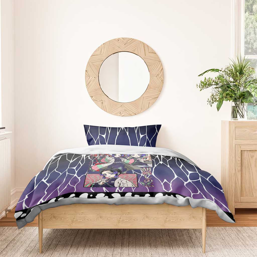 Shinobu Kocho Demon Slayer Bedding Set with Purple and Black Web Style Design - The Mazicc