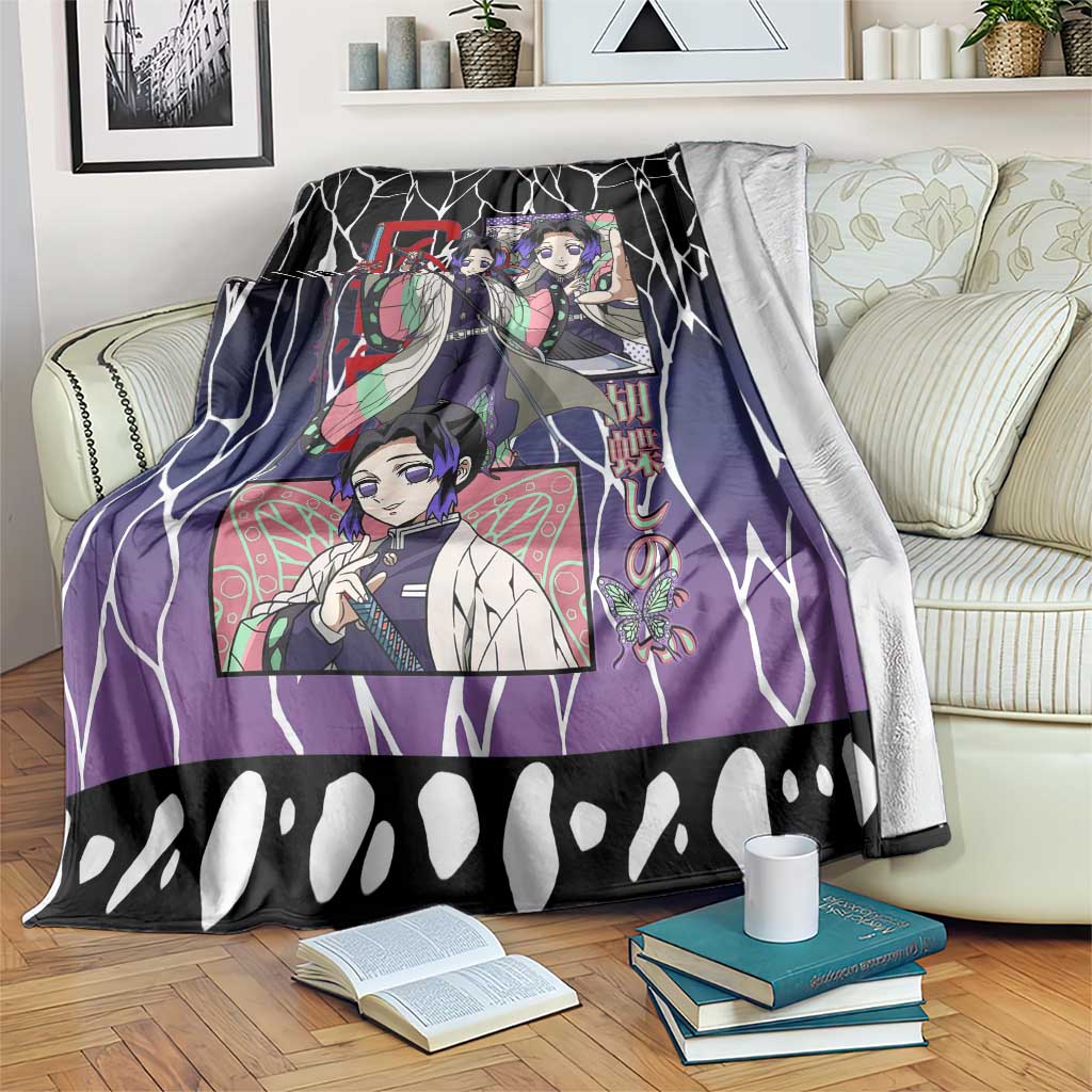 Shinobu Kocho Demon Slayer Blanket with Purple and Black Web Style Design - The Mazicc