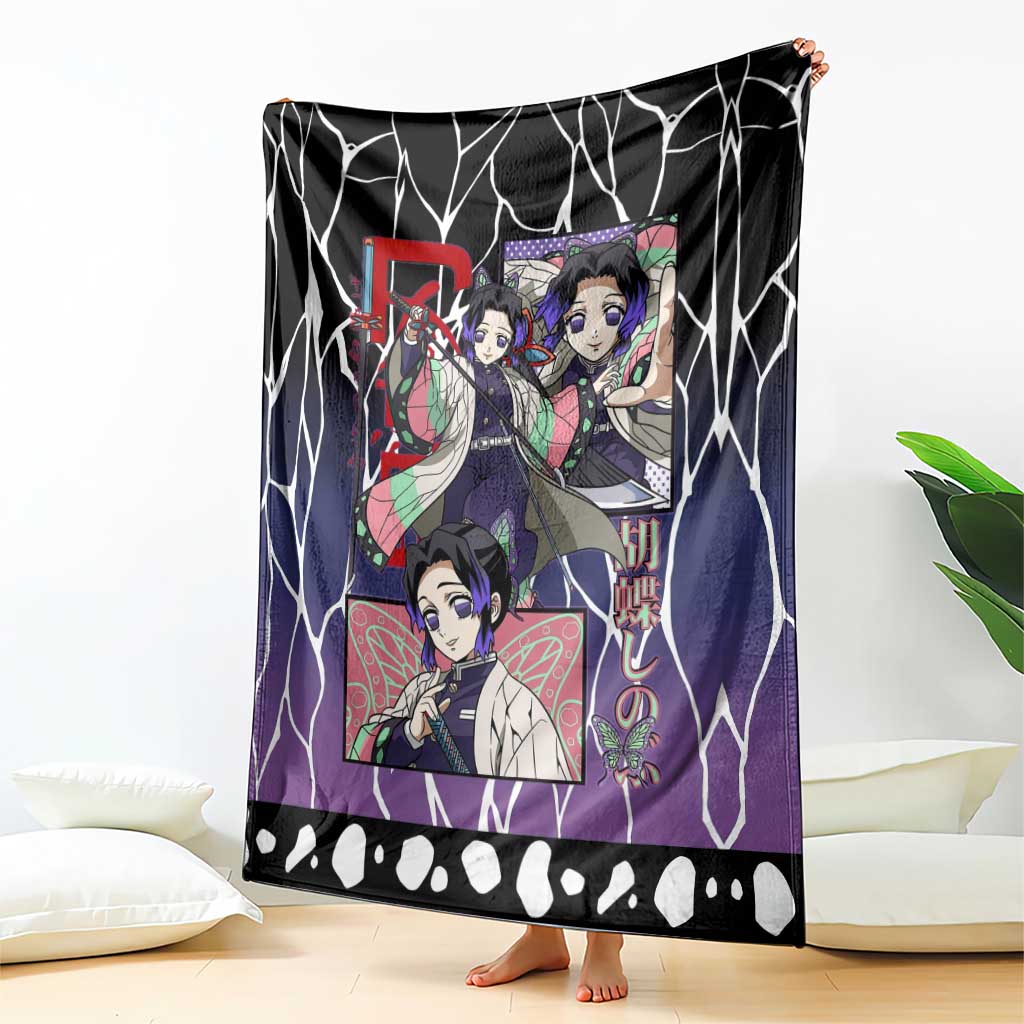 Shinobu Kocho Demon Slayer Blanket with Purple and Black Web Style Design - The Mazicc