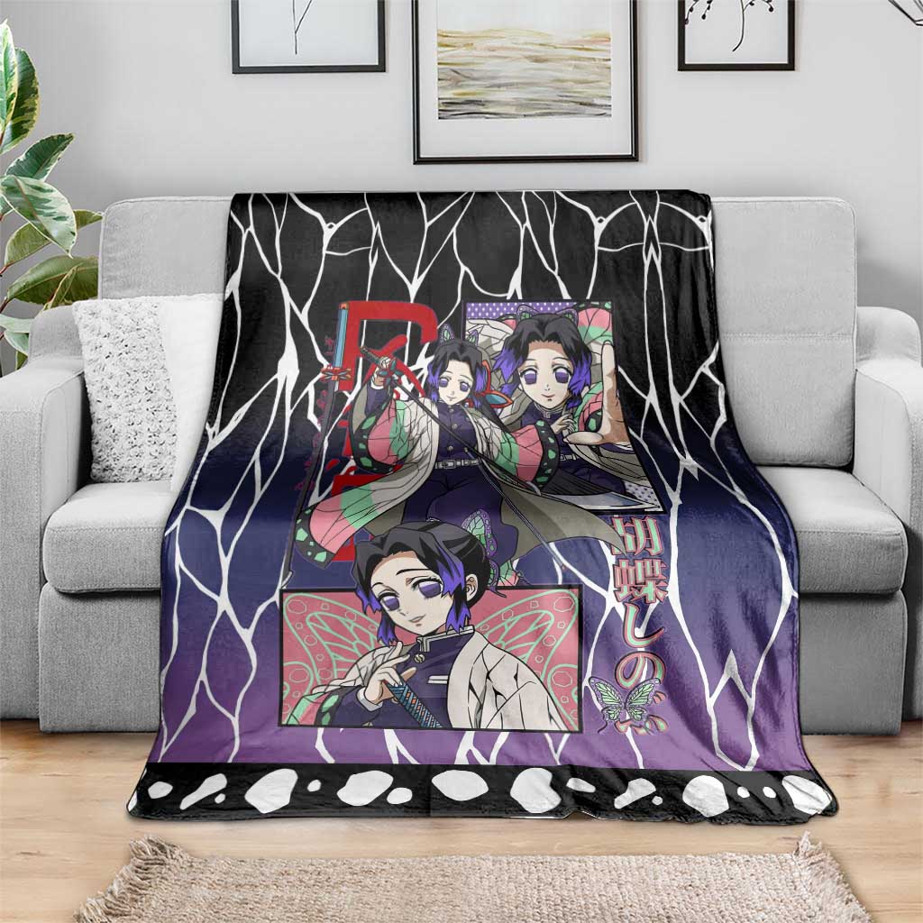Shinobu Kocho Demon Slayer Blanket with Purple and Black Web Style Design - The Mazicc