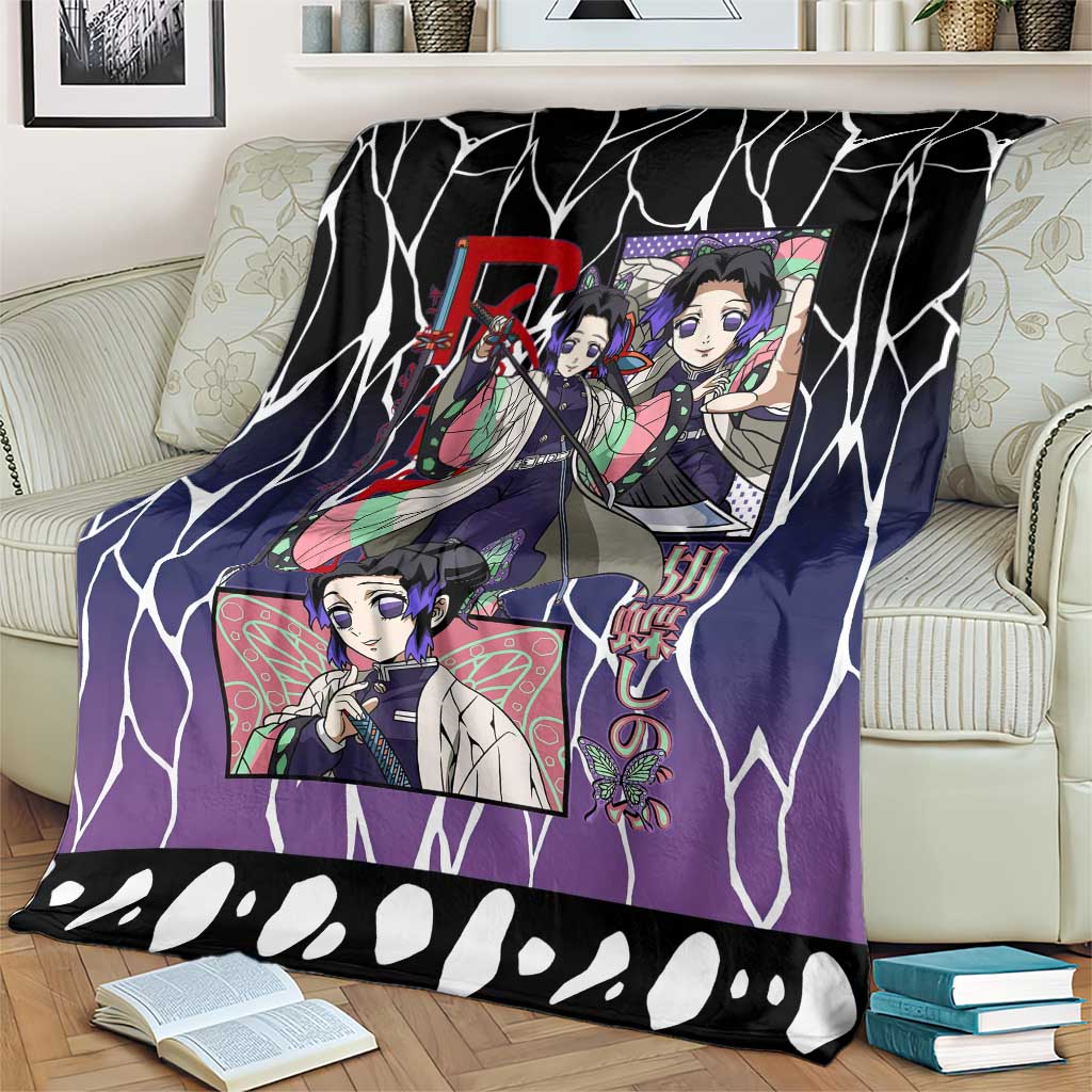 Shinobu Kocho Demon Slayer Blanket with Purple and Black Web Style Design - The Mazicc