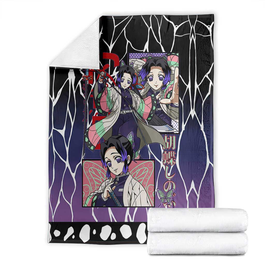 Shinobu Kocho Demon Slayer Blanket with Purple and Black Web Style Design - The Mazicc