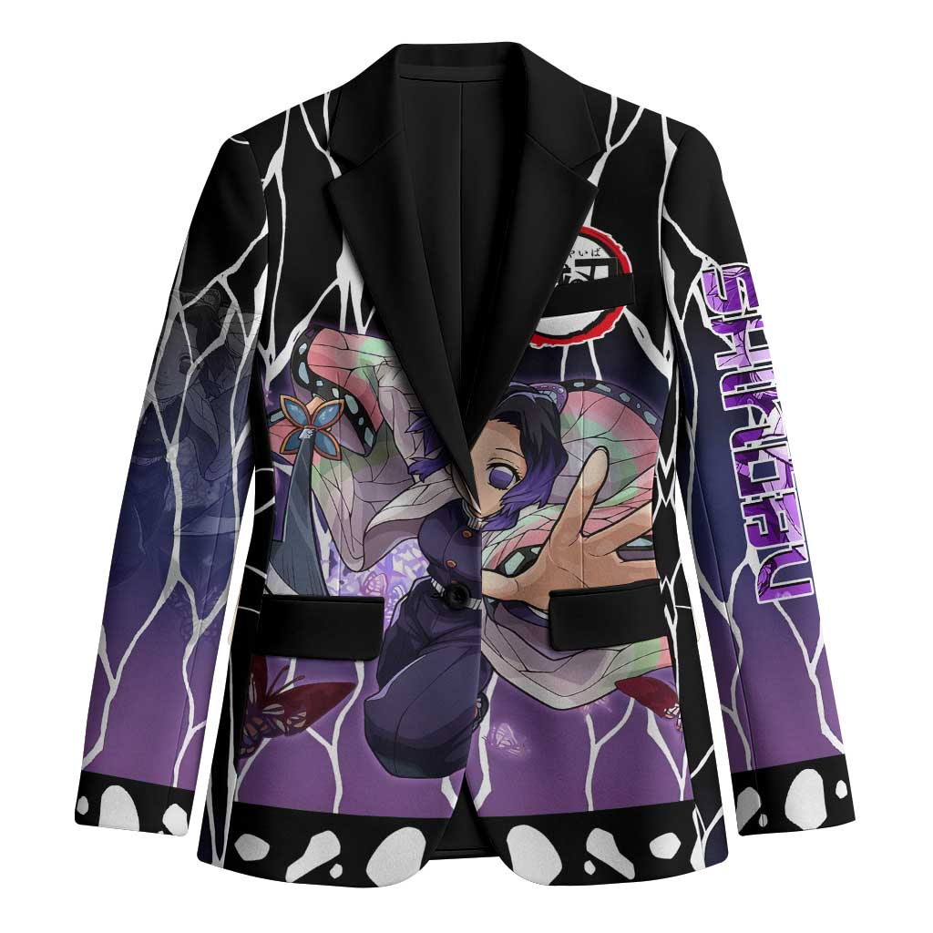 Shinobu Kocho Demon Slayer Blazer with Purple and Black Web Style Design - The Mazicc