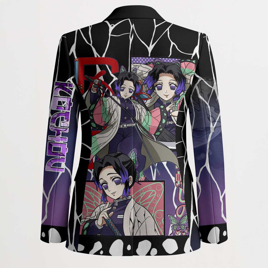 Shinobu Kocho Demon Slayer Blazer with Purple and Black Web Style Design - The Mazicc