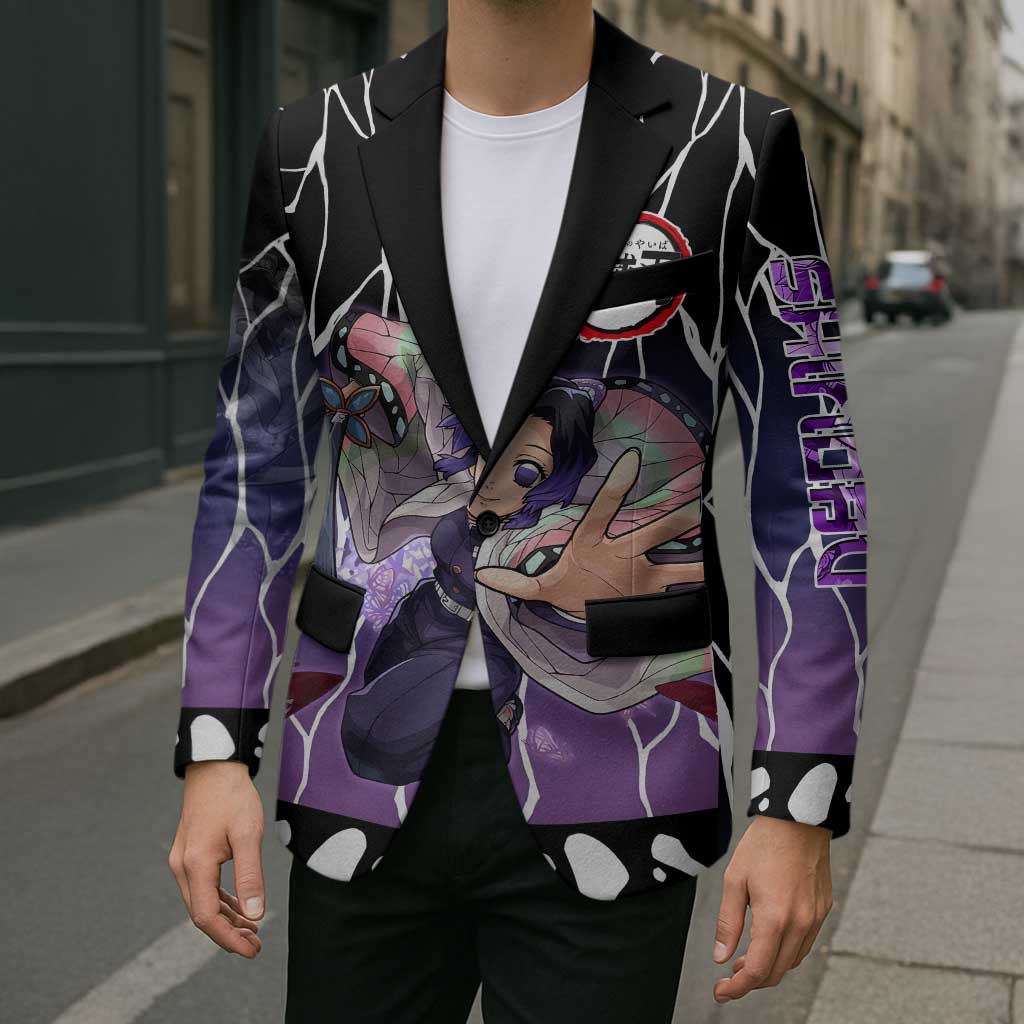 Shinobu Kocho Demon Slayer Blazer with Purple and Black Web Style Design - The Mazicc