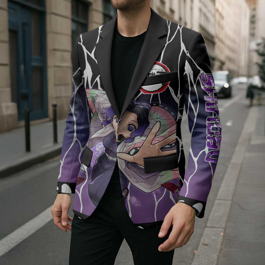 Shinobu Kocho Demon Slayer Blazer with Purple and Black Web Style Design - The Mazicc