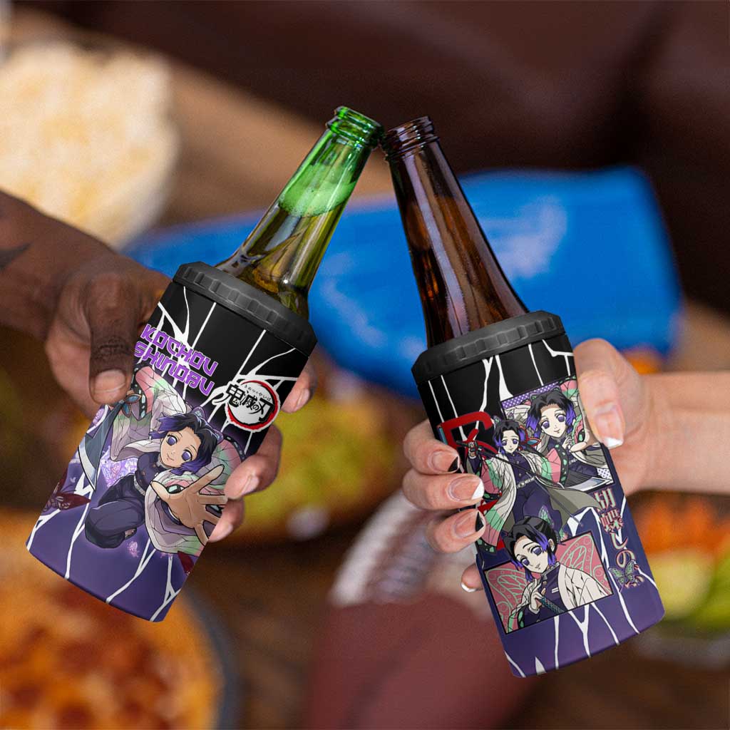 Shinobu Kocho Demon Slayer 4 in 1 Can Cooler Tumbler with Purple and Black Web Style Design - The Mazicc