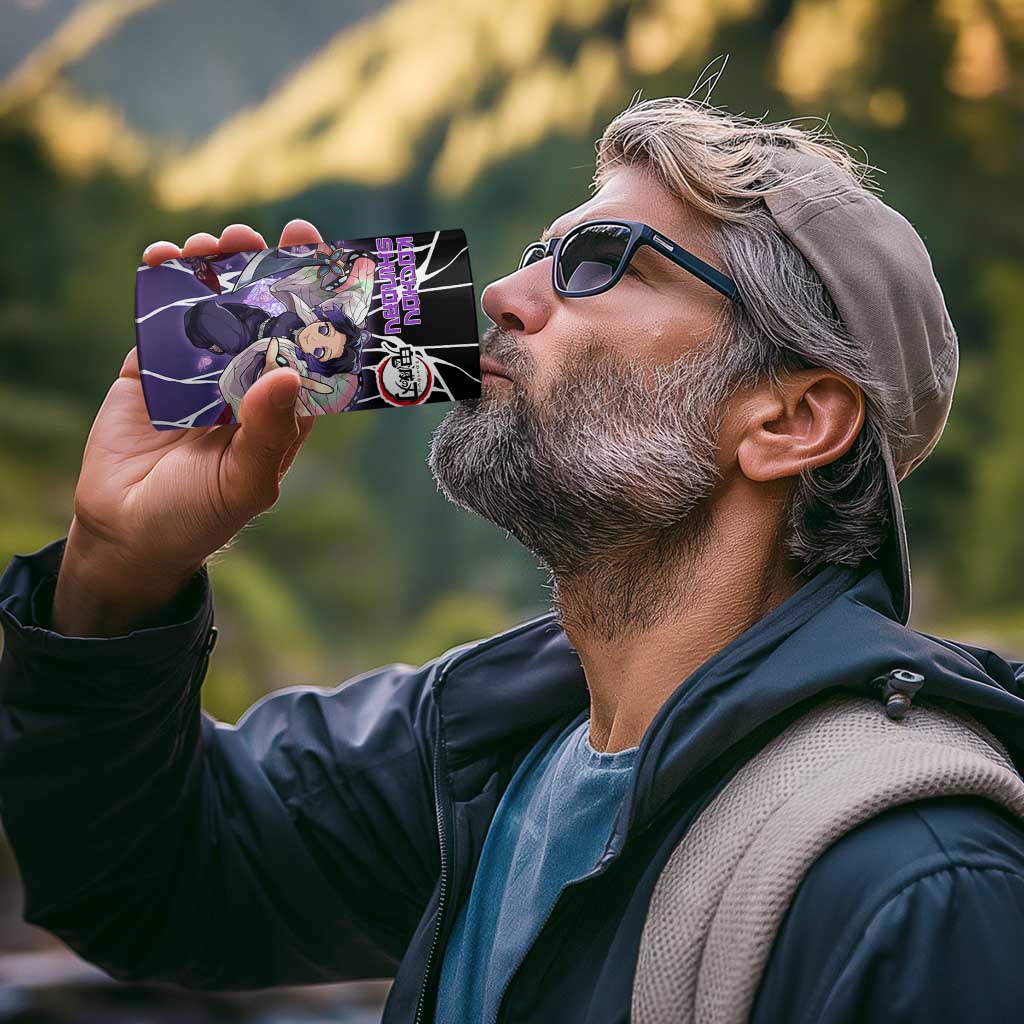 Shinobu Kocho Demon Slayer 4 in 1 Can Cooler Tumbler with Purple and Black Web Style Design - The Mazicc