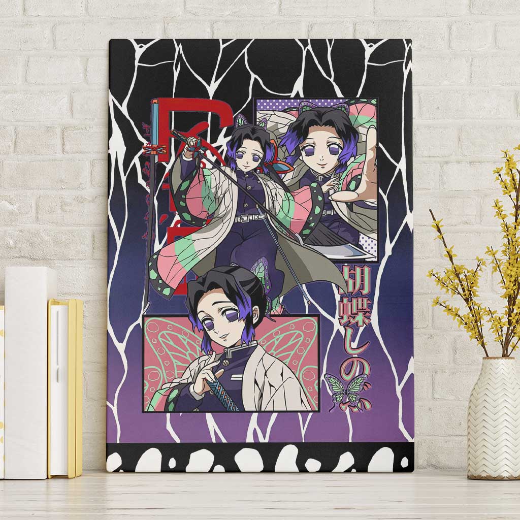 Shinobu Kocho Demon Slayer Canvas Wall Art with Purple and Black Web Style Design - The Mazicc