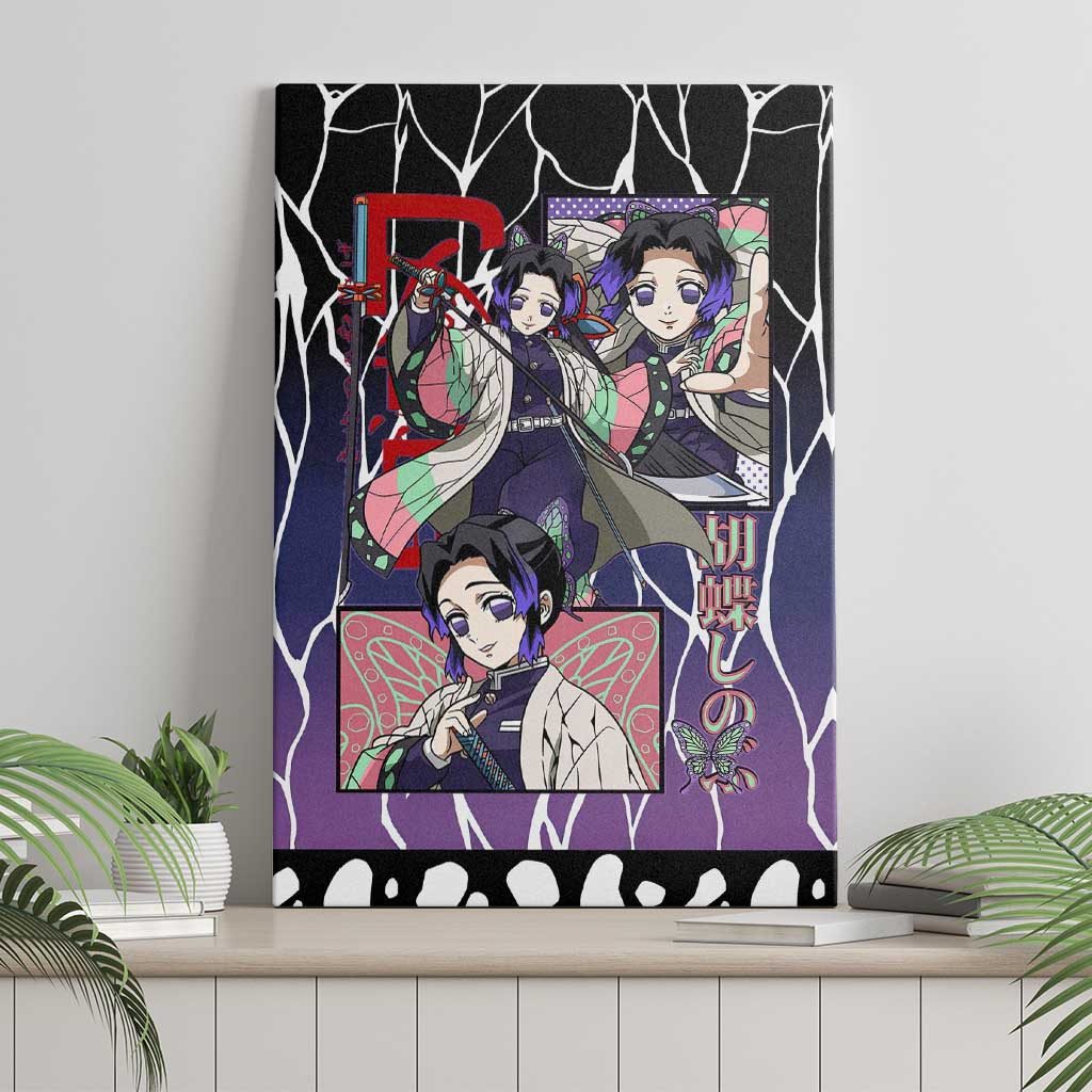 Shinobu Kocho Demon Slayer Canvas Wall Art with Purple and Black Web Style Design - The Mazicc