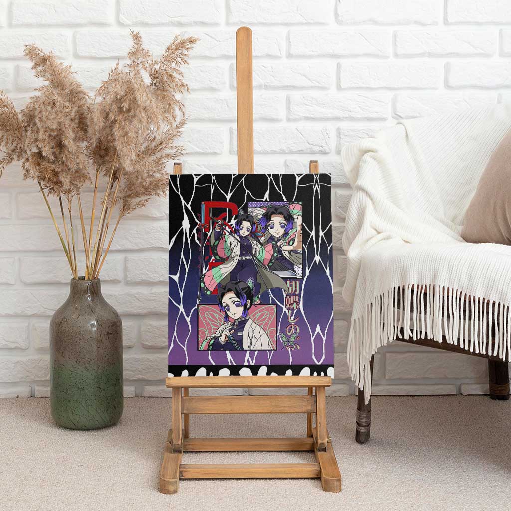 Shinobu Kocho Demon Slayer Canvas Wall Art with Purple and Black Web Style Design - The Mazicc
