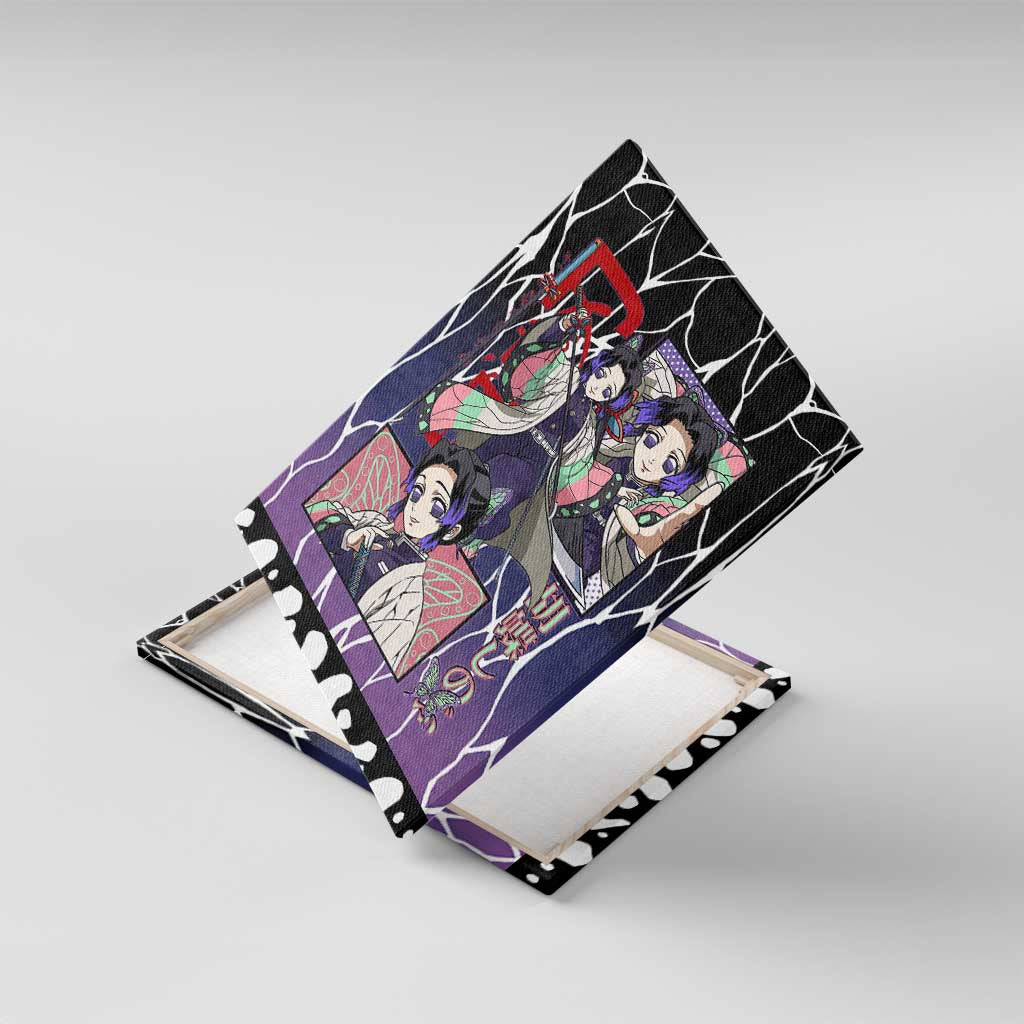 Shinobu Kocho Demon Slayer Canvas Wall Art with Purple and Black Web Style Design - The Mazicc
