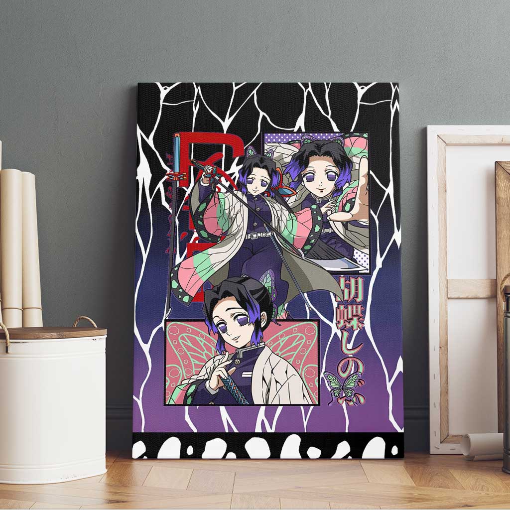 Shinobu Kocho Demon Slayer Canvas Wall Art with Purple and Black Web Style Design - The Mazicc