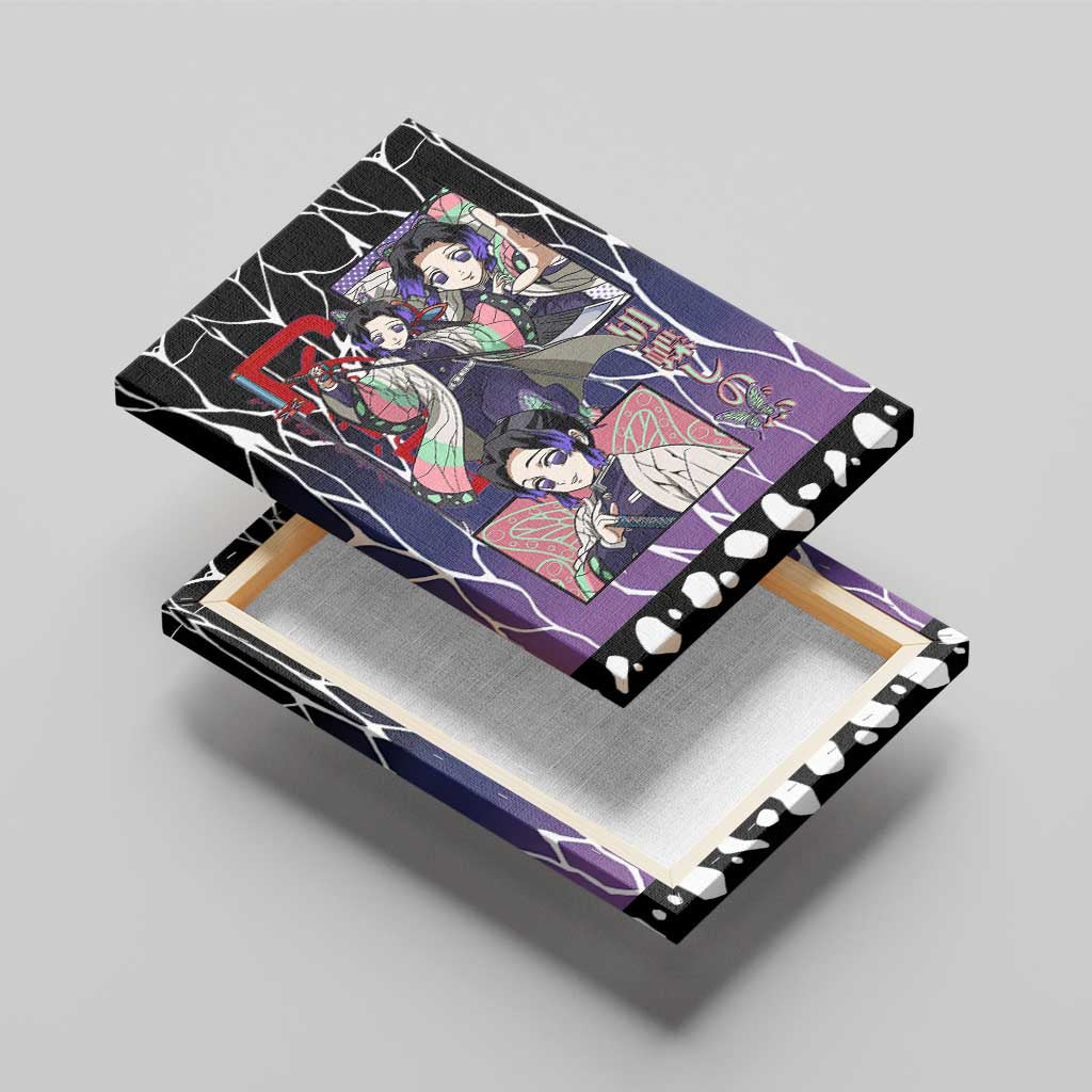 Shinobu Kocho Demon Slayer Canvas Wall Art with Purple and Black Web Style Design - The Mazicc