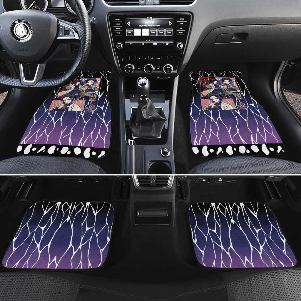 Shinobu Kocho Demon Slayer Car Mats with Purple and Black Web Style Design - The Mazicc