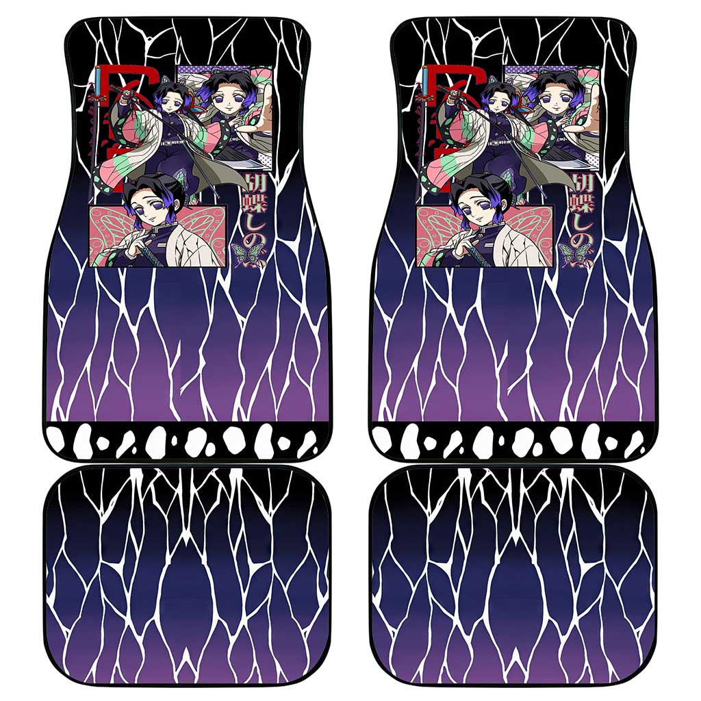 Shinobu Kocho Demon Slayer Car Mats with Purple and Black Web Style Design - The Mazicc