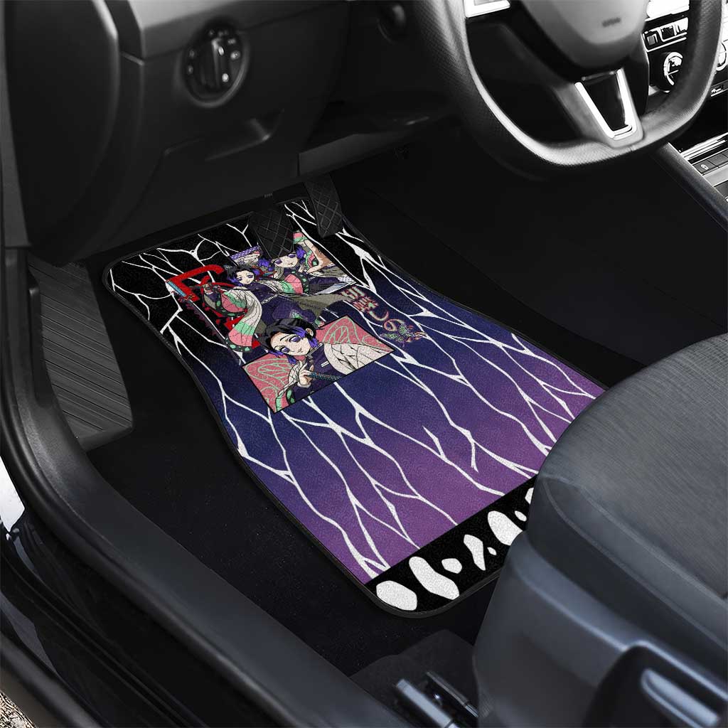 Shinobu Kocho Demon Slayer Car Mats with Purple and Black Web Style Design - The Mazicc
