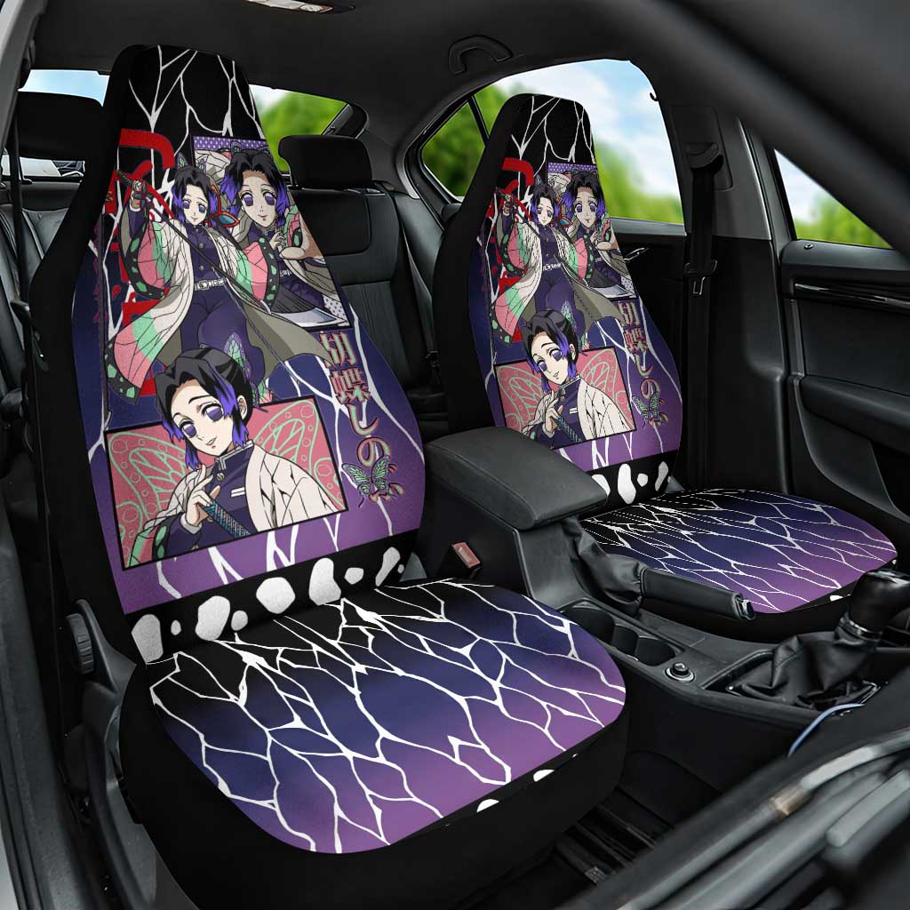 Shinobu Kocho Demon Slayer Car Seat Cover with Purple and Black Web Style Design - The Mazicc