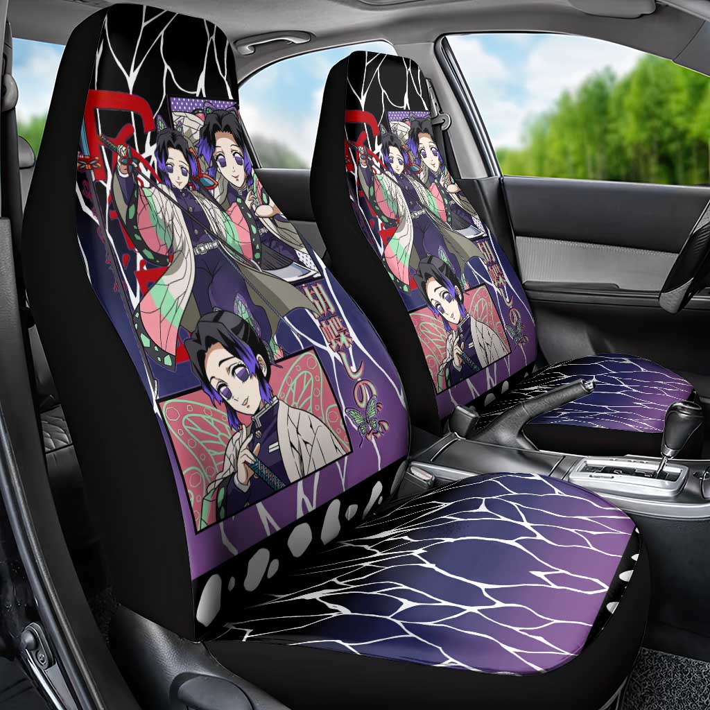 Shinobu Kocho Demon Slayer Car Seat Cover with Purple and Black Web Style Design - The Mazicc