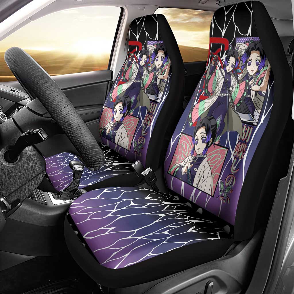 Shinobu Kocho Demon Slayer Car Seat Cover with Purple and Black Web Style Design - The Mazicc