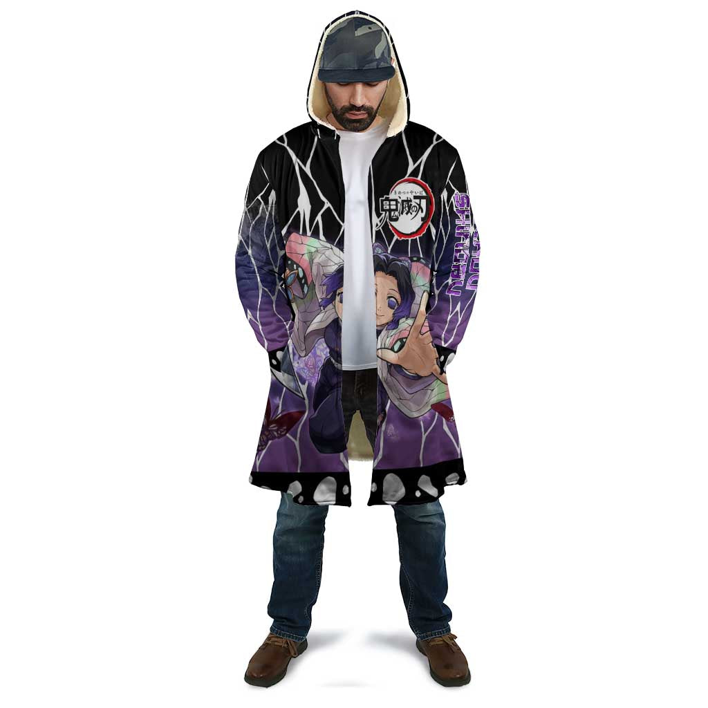 Shinobu Kocho Demon Slayer Cloak with Purple and Black Web Style Design - The Mazicc