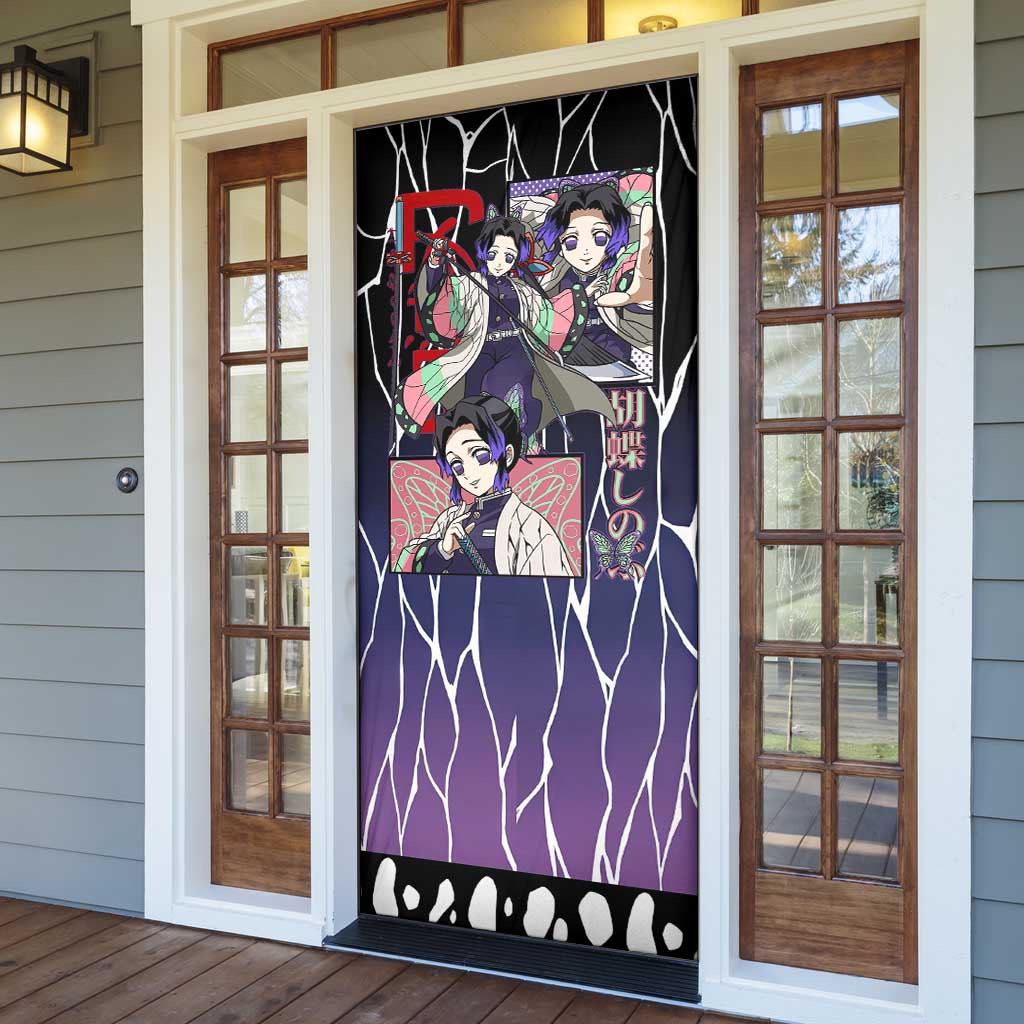 Shinobu Kocho Demon Slayer Door Cover with Purple and Black Web Style Design - The Mazicc