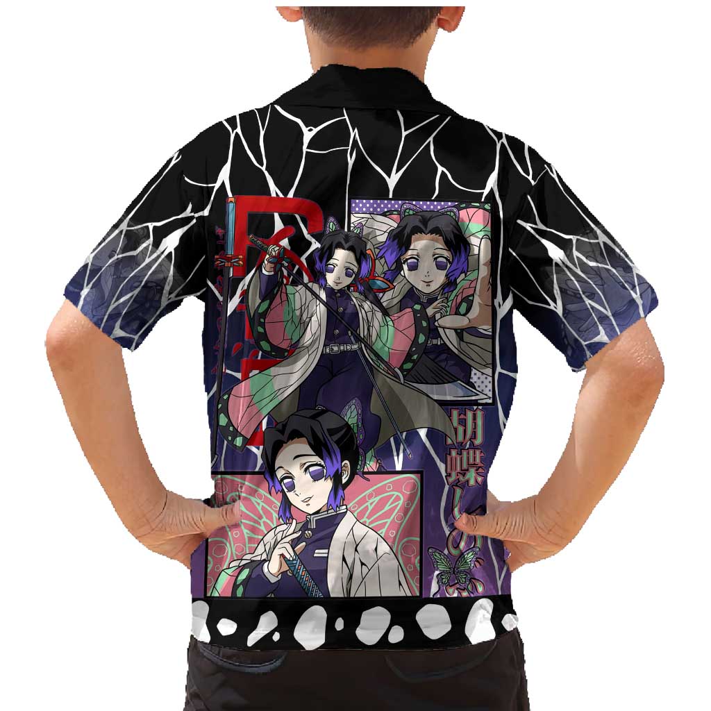 Shinobu Kocho Demon Slayer Family Matching Mermaid Dress and Hawaiian Shirt with Purple and Black Web Style Design - The Mazicc