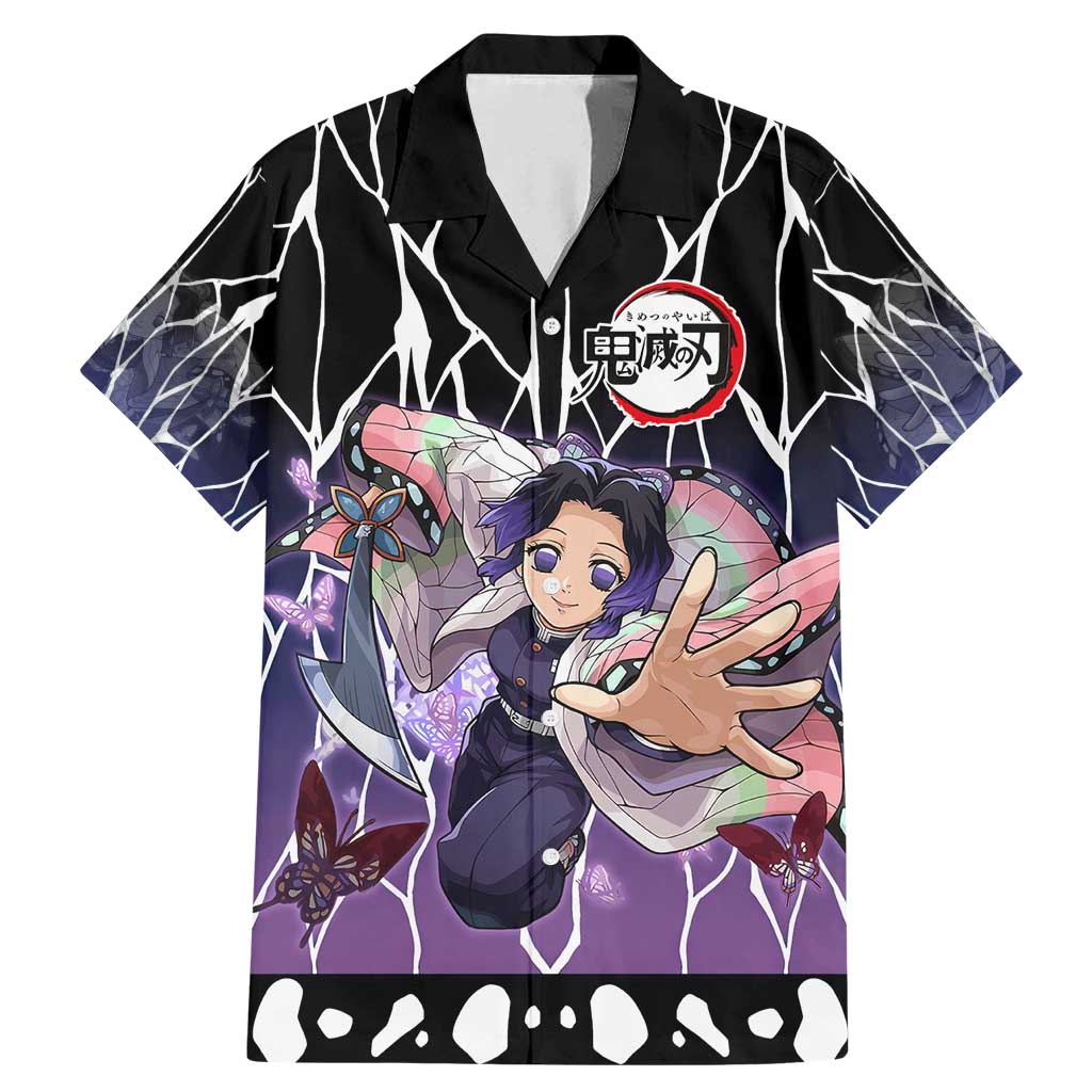 Shinobu Kocho Demon Slayer Family Matching Mermaid Dress and Hawaiian Shirt with Purple and Black Web Style Design - The Mazicc