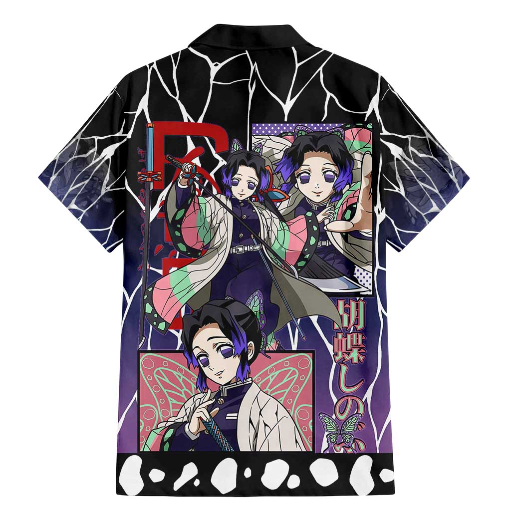 Shinobu Kocho Demon Slayer Family Matching Mermaid Dress and Hawaiian Shirt with Purple and Black Web Style Design - The Mazicc