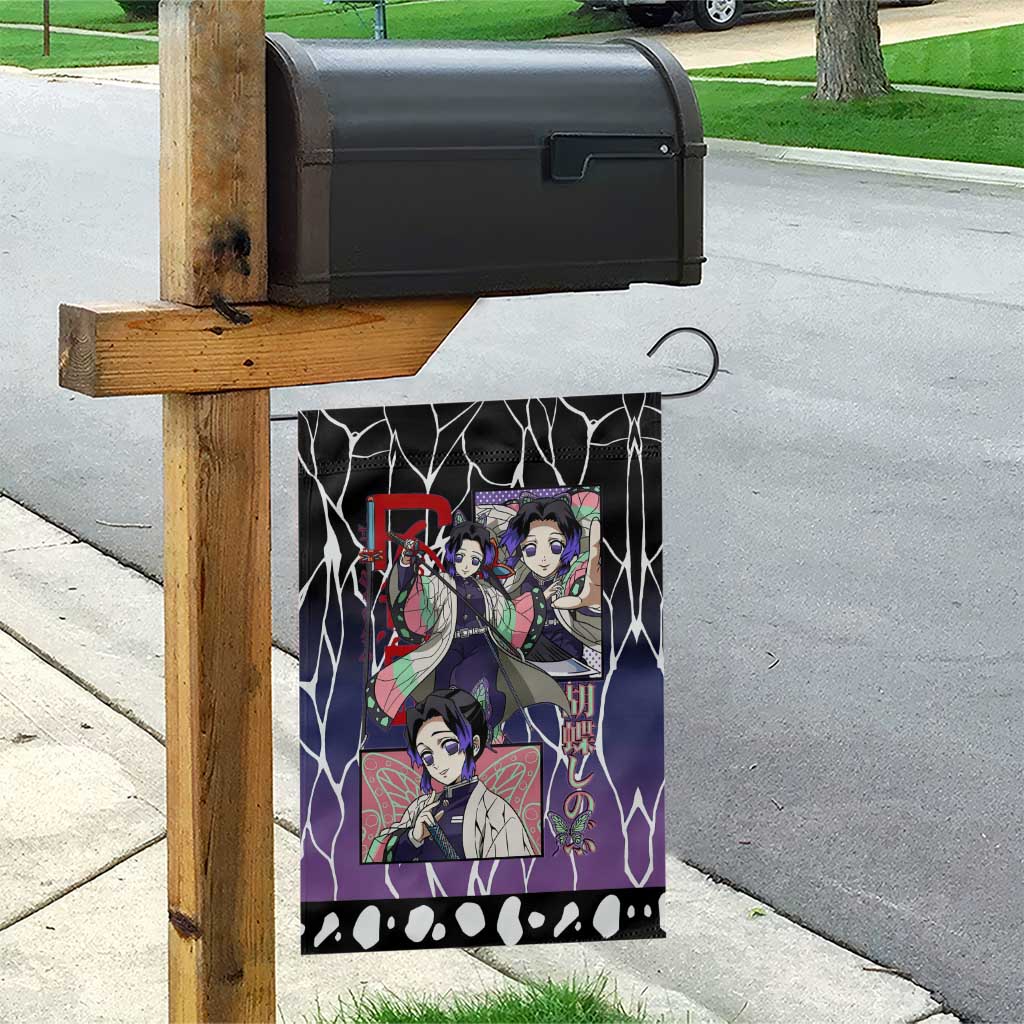 Shinobu Kocho Demon Slayer Garden Flag with Purple and Black Web Style Design - The Mazicc