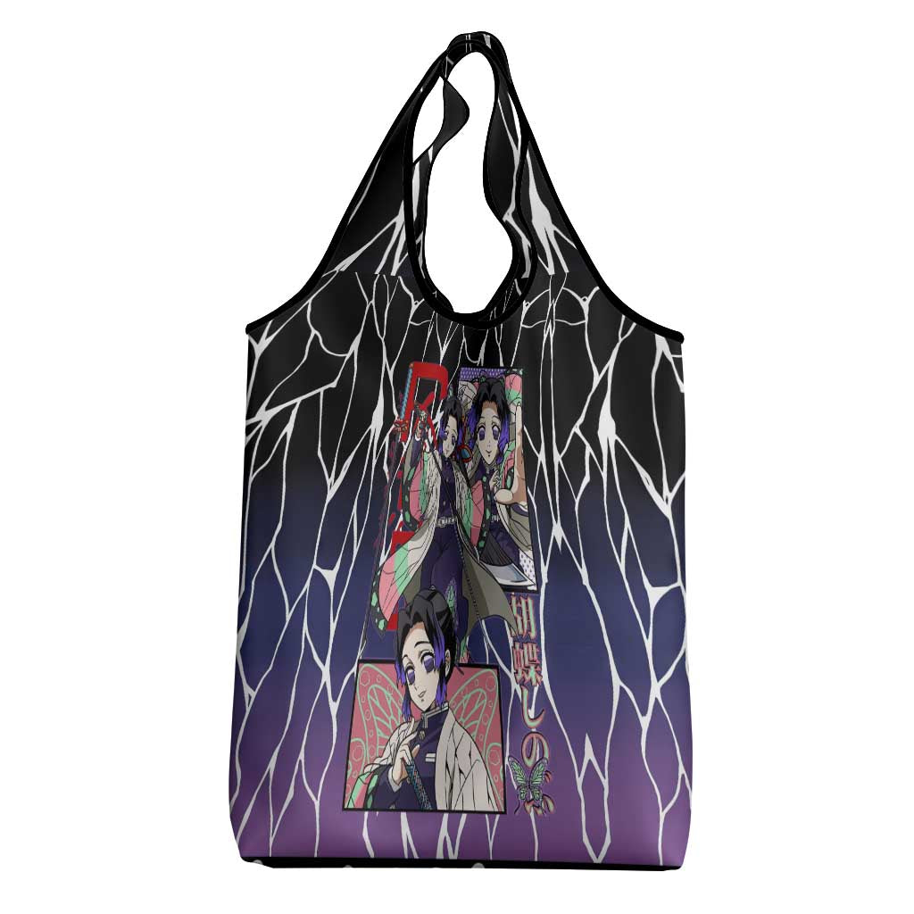 Shinobu Kocho Demon Slayer Grocery Bag with Purple and Black Web Style Design - The Mazicc