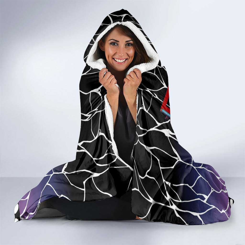 Shinobu Kocho Demon Slayer Hooded Blanket with Purple and Black Web Style Design - The Mazicc