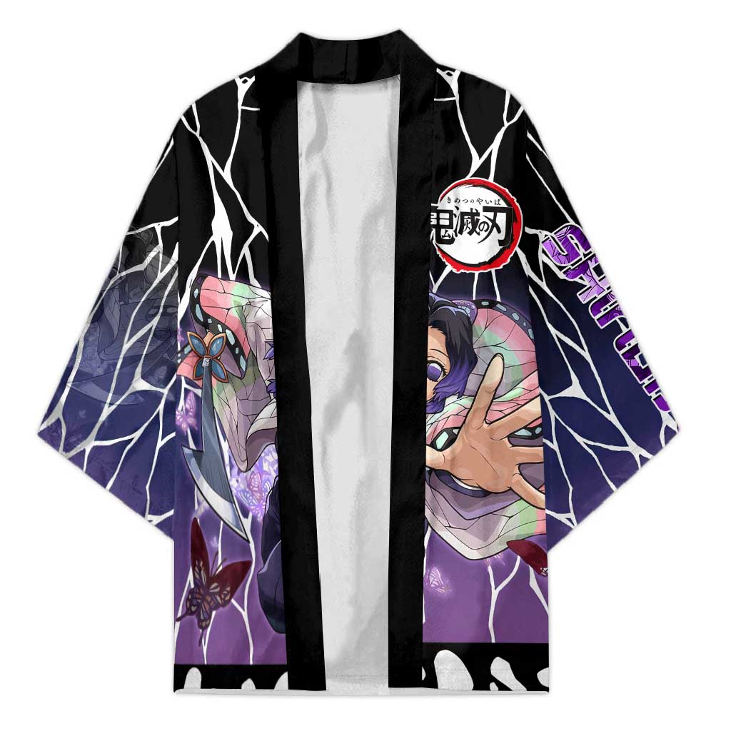 Shinobu Kocho Demon Slayer Kimono with Purple and Black Web Style Design - The Mazicc