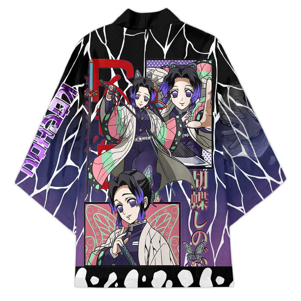 Shinobu Kocho Demon Slayer Kimono with Purple and Black Web Style Design - The Mazicc